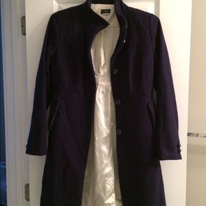 JCREW navy long tailored wool coat with buttons