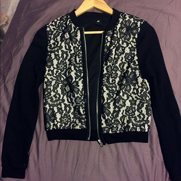 Pink lace bomber