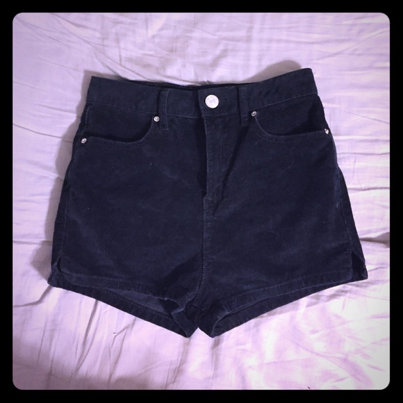 Urban outfitters high waisted black shorts velvet