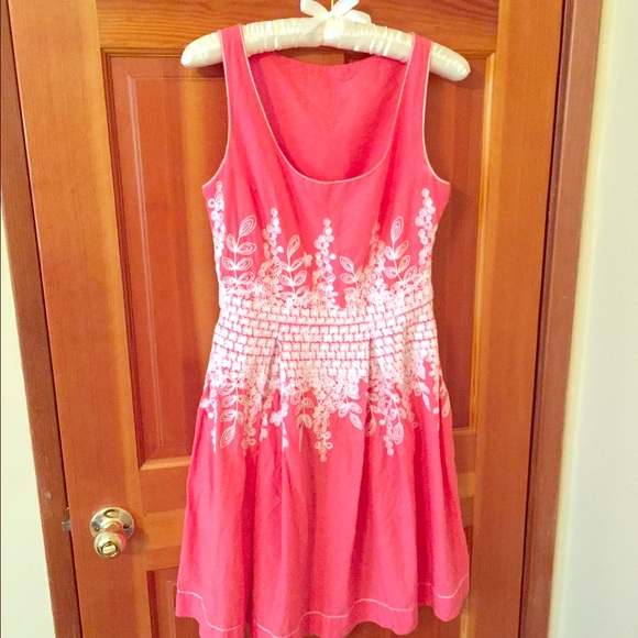 Embroidered Coral Dress