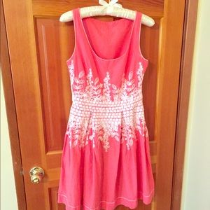 Embroidered Coral Dress