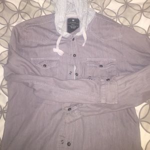 Cotton on grey denim long sleeve with hoodie.