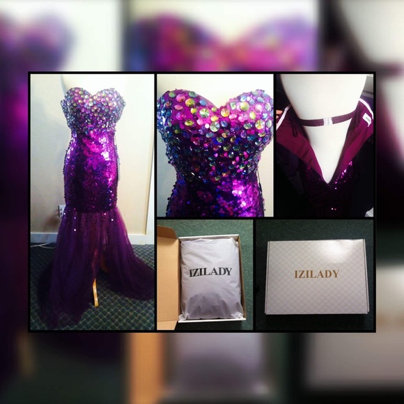 Purple Sequence Tulle Gown