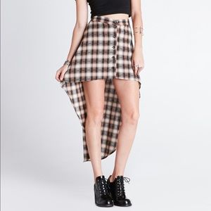 High low plaid skirt