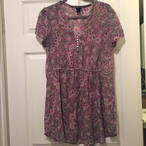 H&M pink and gray pattern sheer blouse