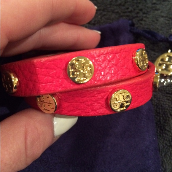 Tory Burch Double Wrap Logo Stud Bracelet - Pink - Picture 2 of 4