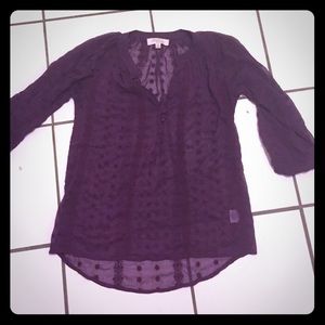 Sheer long sleeve button shirt