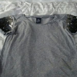 VS Pink Shirt - Ombre Sequin Sleeves