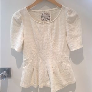Anthropology Cream peplum top