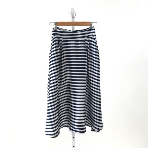 Navy & White Striped Midi Skirt - Only Large! - Picture 2 of 4