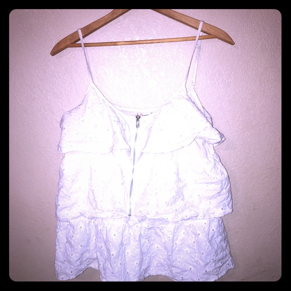 XL lace like white tank top, functioning zipper