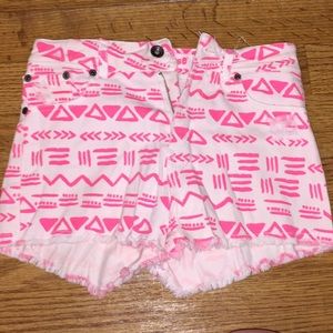 High waisted pink aztec shorts