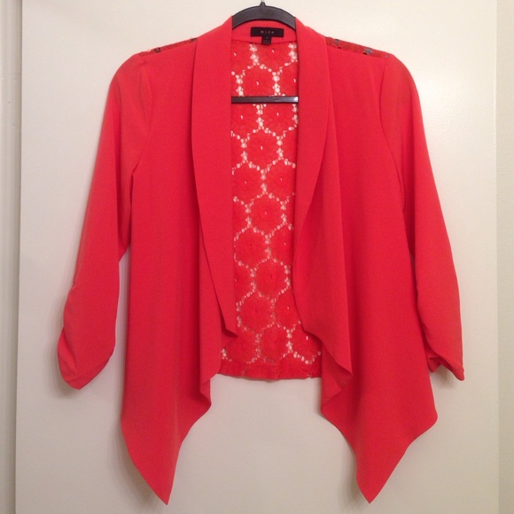 Red orange lace-back blazer - Picture 1 of 2