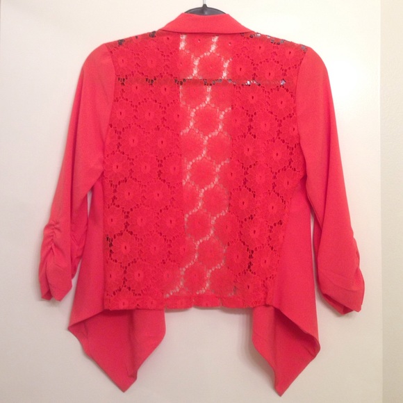 Red orange lace-back blazer - Picture 2 of 2