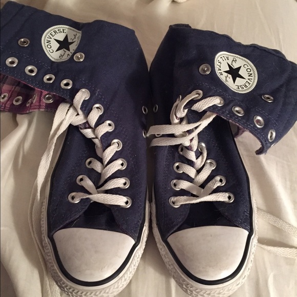 Blue/plaid fold-down converse