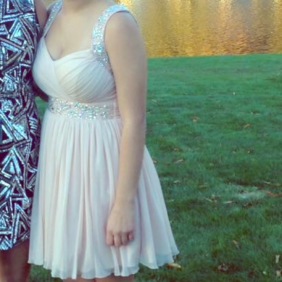 Blush colored homecoming dress