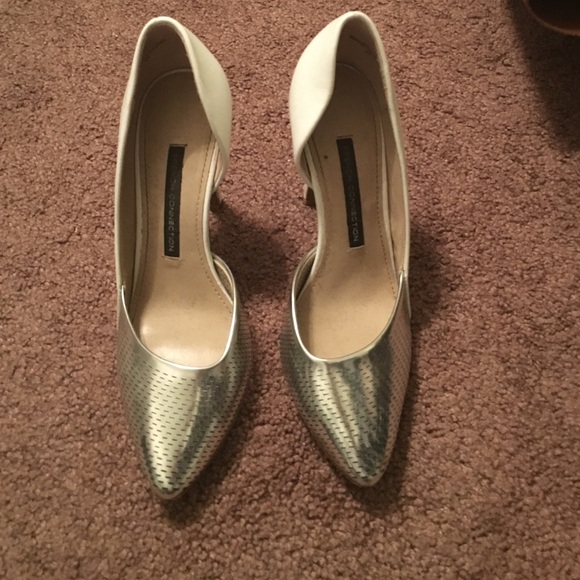 French connection white and silver heel