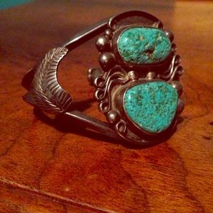 Genuine turquoise and silver bracelet