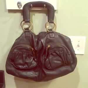 Large Black leather Bulga bag