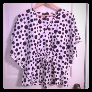 Adorable Black and White Polka Dot Blouse SZ M