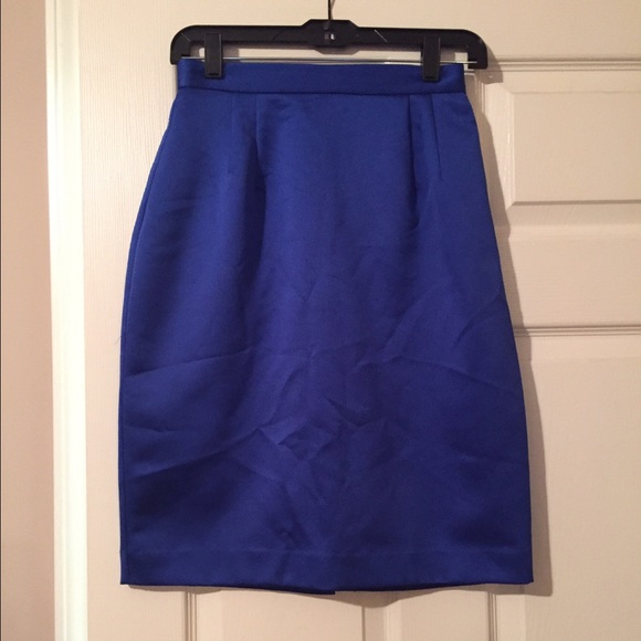 Beautiful blue satin pencil skirt