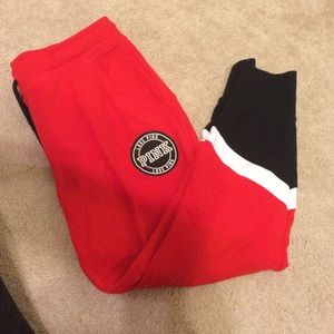 Pink skinny collegiate pants