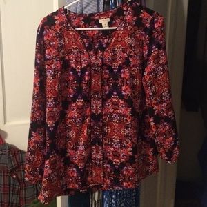 J Crew floral silk blouse