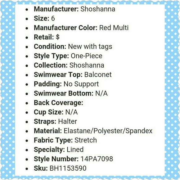 ♡HP♡ Shoshanna NEW with Tags One Piece Swimsuit - Picture 3 of 4