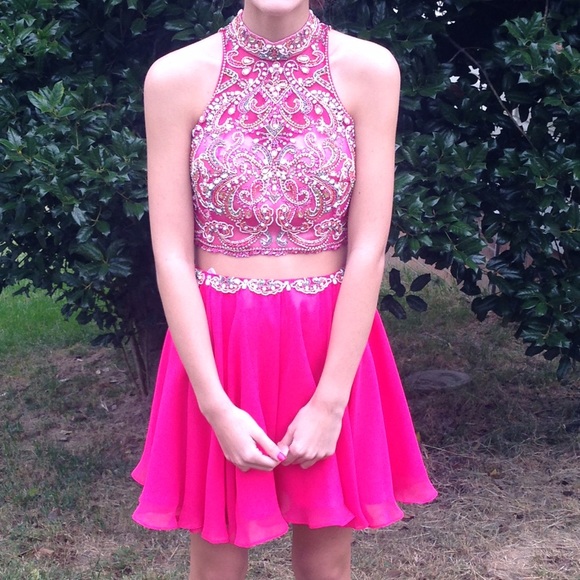 Pink stud homecoming dress