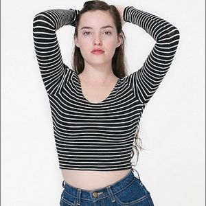 American Apparel striped crop top long sleeve