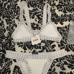 Kiini White & Silver 2 pc swimwear Size Small NWT