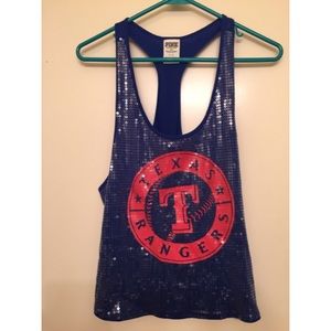 VS PINK Texas Rangers Sparkly Racerback Loose Tank