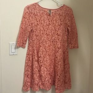 Free People baby doll pink lace dress