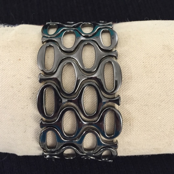 Fun stretch bracelet, dark silver.