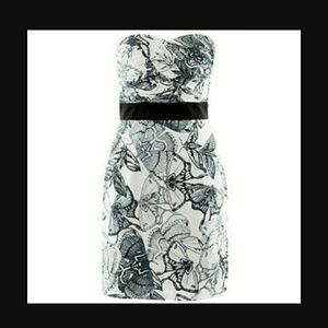 H&M butterfly print strapless dress