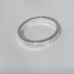 Tiffany & Co Silver I Love You Stack Ring Size 7