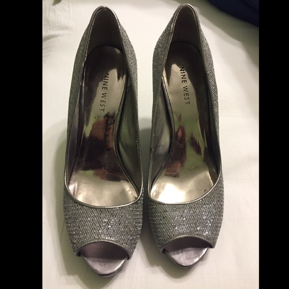 Nine West silver heels - 6.5