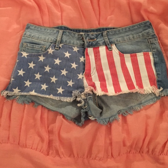 American flag jean shorts