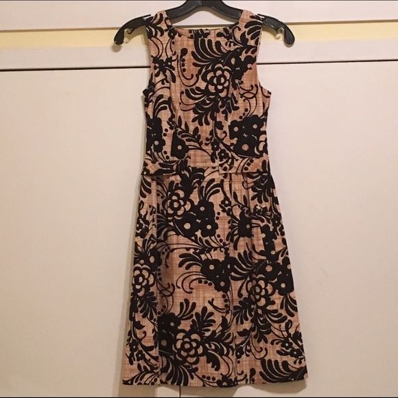 Tan/Orange and Black Cotton Party Dress, US size 0 - Picture 1 of 4