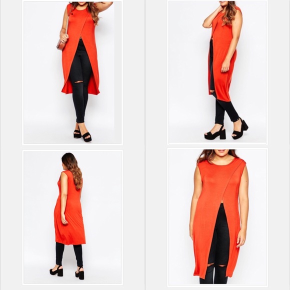 Orange Plus Size Pink Clove Wrap Front Tunic