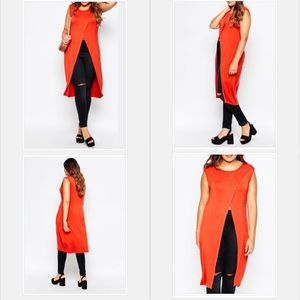 Orange Plus Size Pink Clove Wrap Front Tunic
