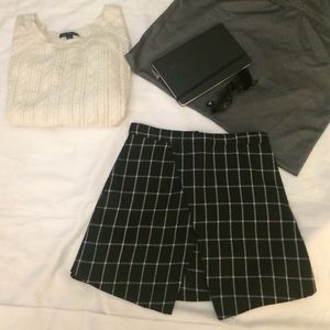 Romwe black checked mini skirt