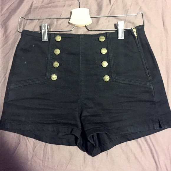 Black high waisted sailor shorts
