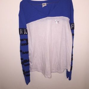 PINK blue varsity shirt