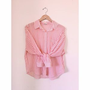 NWOT Striped Salmon Button-up 🍑🍄