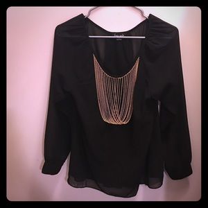 Black long sleeved blouse