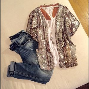 LIMITED silver/rose gold sequined jacket