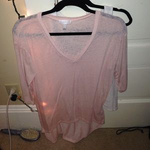 Pink long sleeve V neck