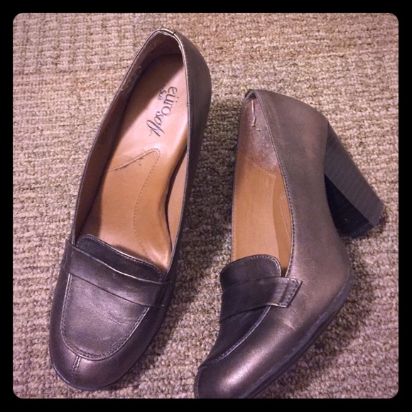 Metallic penny loafer type heels