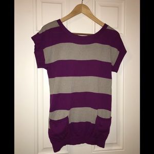 Grey and purple shirt with front pockets